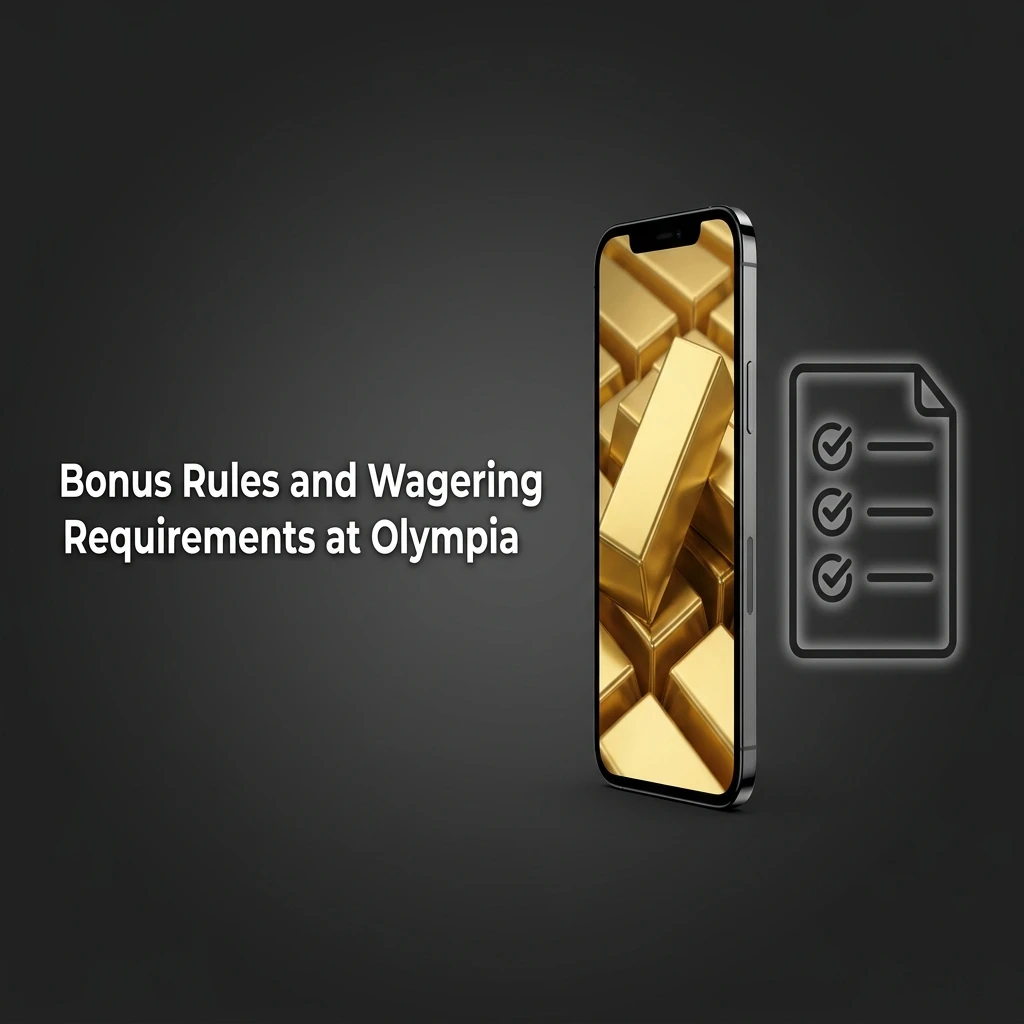 Olympia Casino bonus rules showing wagering requirements, eligibility, minimum deposit and free spins terms for new players