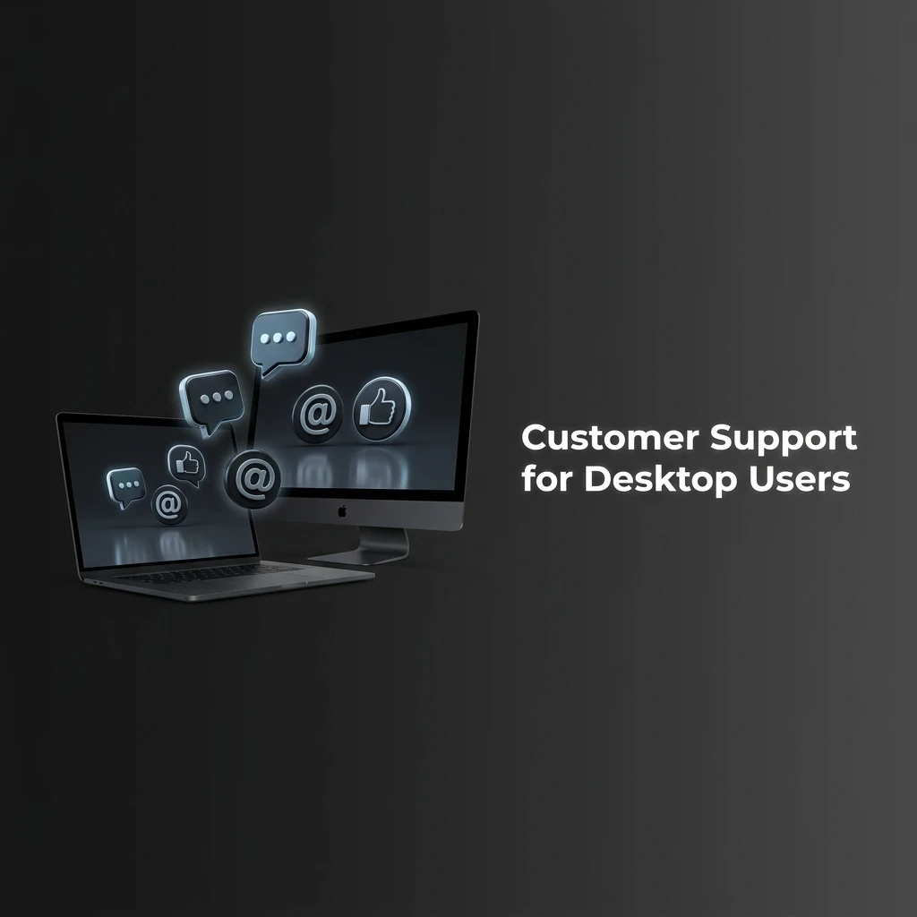 Olympia desktop support channels including live chat, email, phone, and social media contact options for PC users