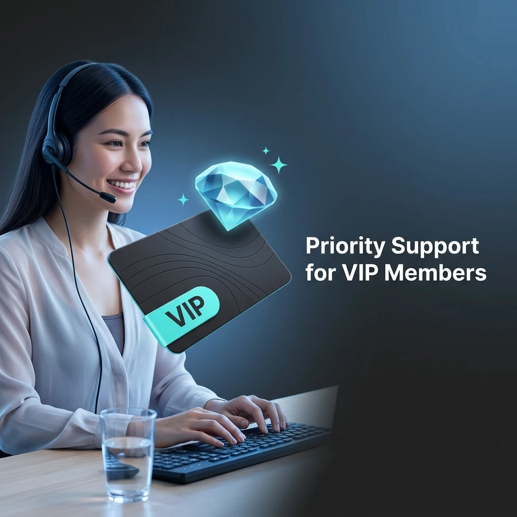 VIP member receiving priority support on Olympia platform with dedicated account manager and faster response times