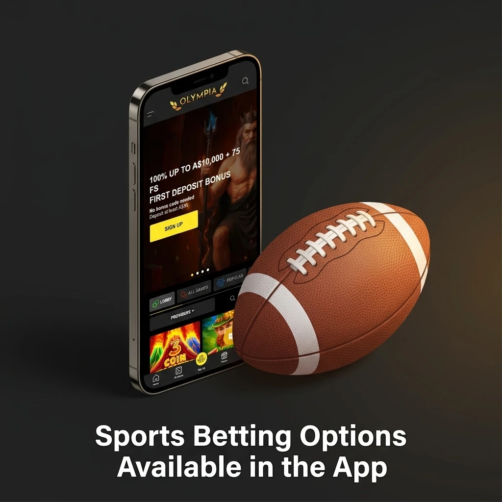 Olympia app sportsbook showing betting markets for AFL, NRL, cricket, tennis, horse racing and more Australian and international sports
