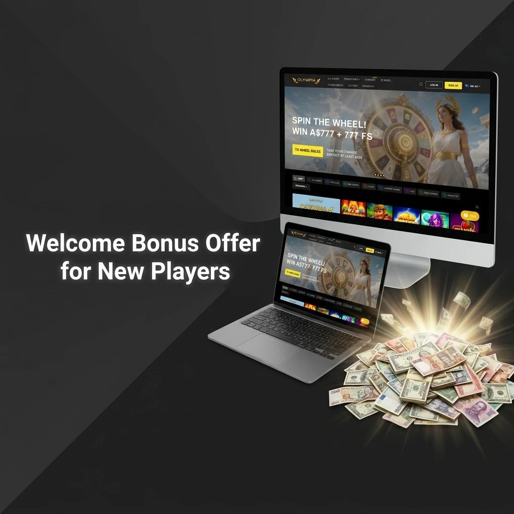 Olympia Casino welcome bonus: 100% deposit match up to A$10,000 plus 75 free spins for new players