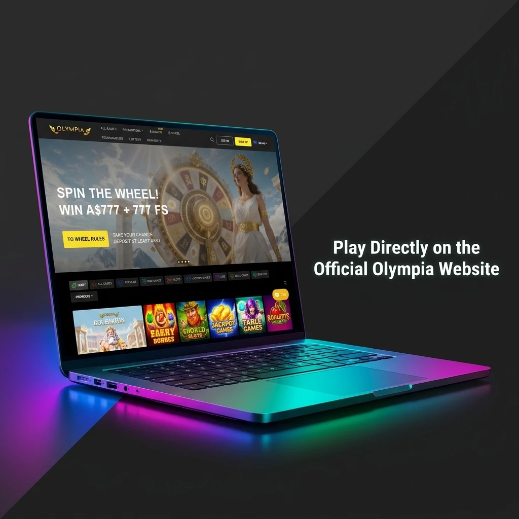 Olympia official website browser interface showing betting and casino features accessible without downloading any app