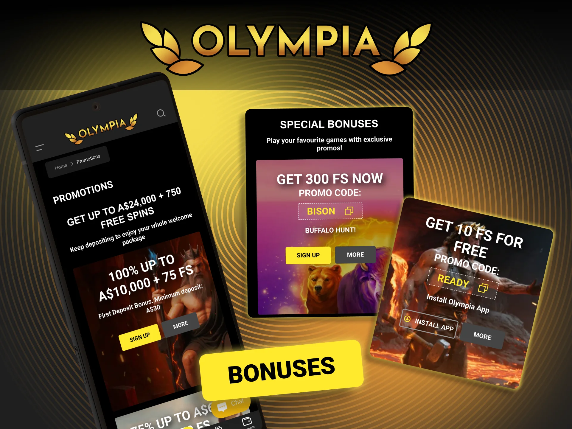Access the full range of Olympia bonuses on your mobile.