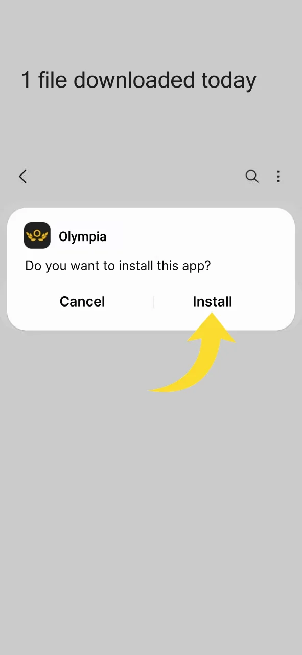 Tap Install to complete the Olympia app setup.