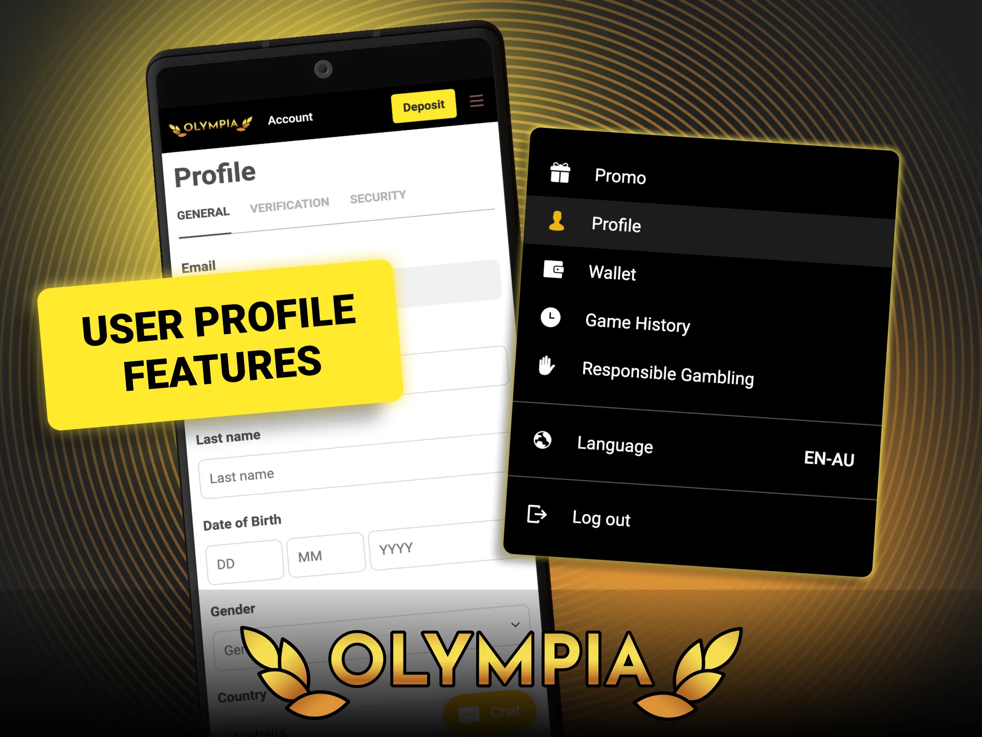Manage your personal details and account settings in Olympia.