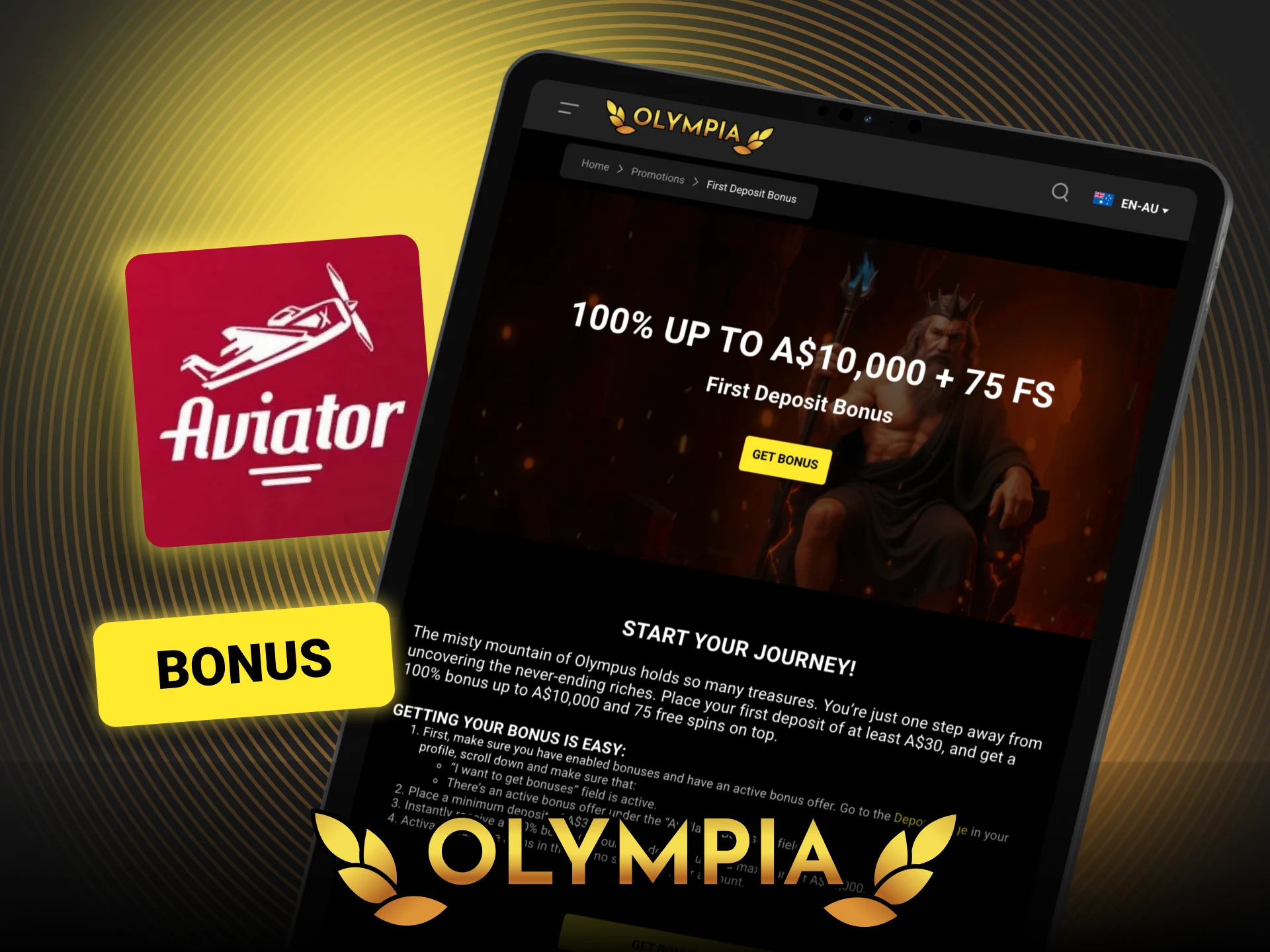 Boost your Olympia balance now and start Aviator with extra bonus funds.