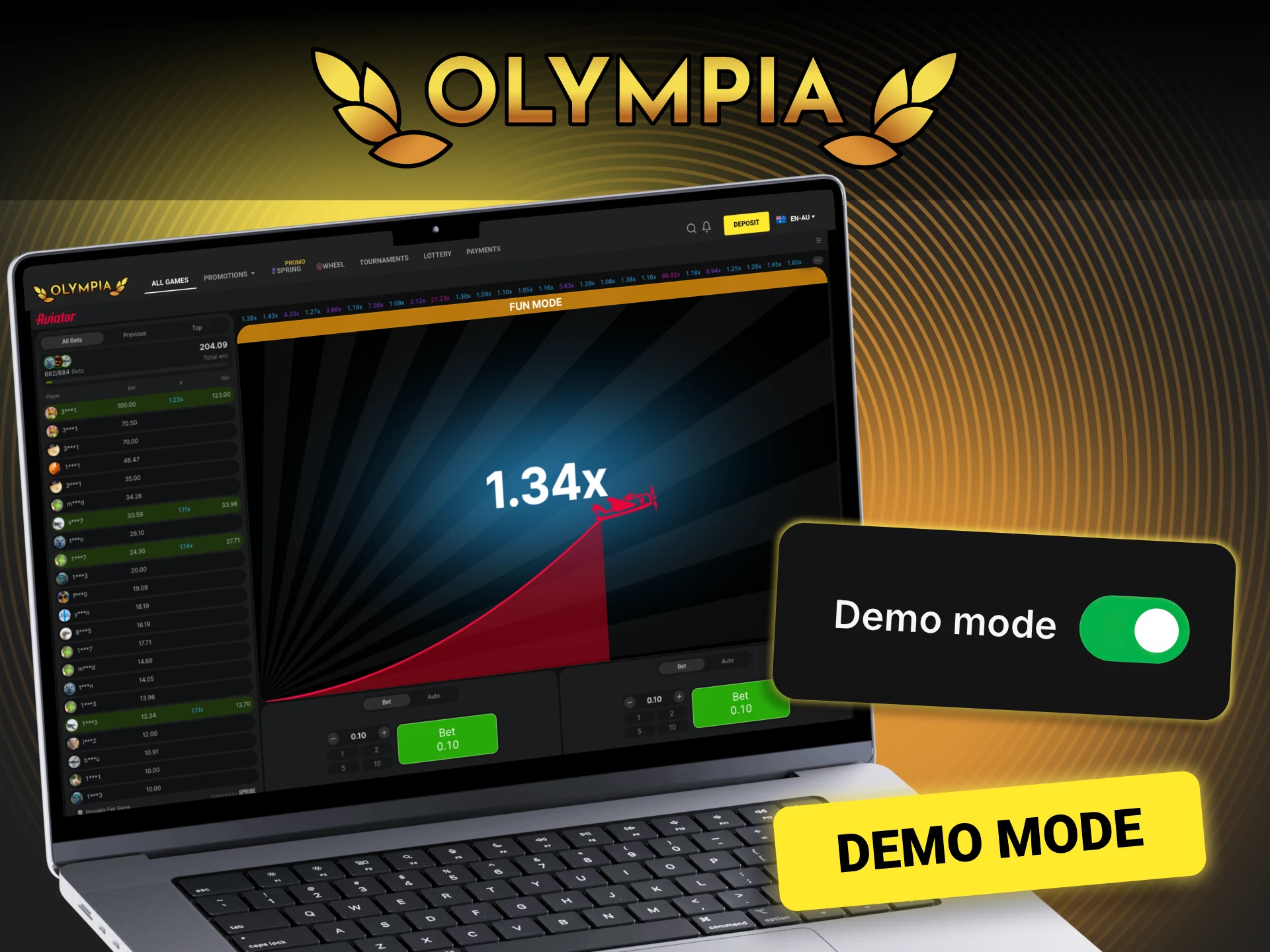 Try Olympia Aviator demo now and practise gameplay without any financial risk.