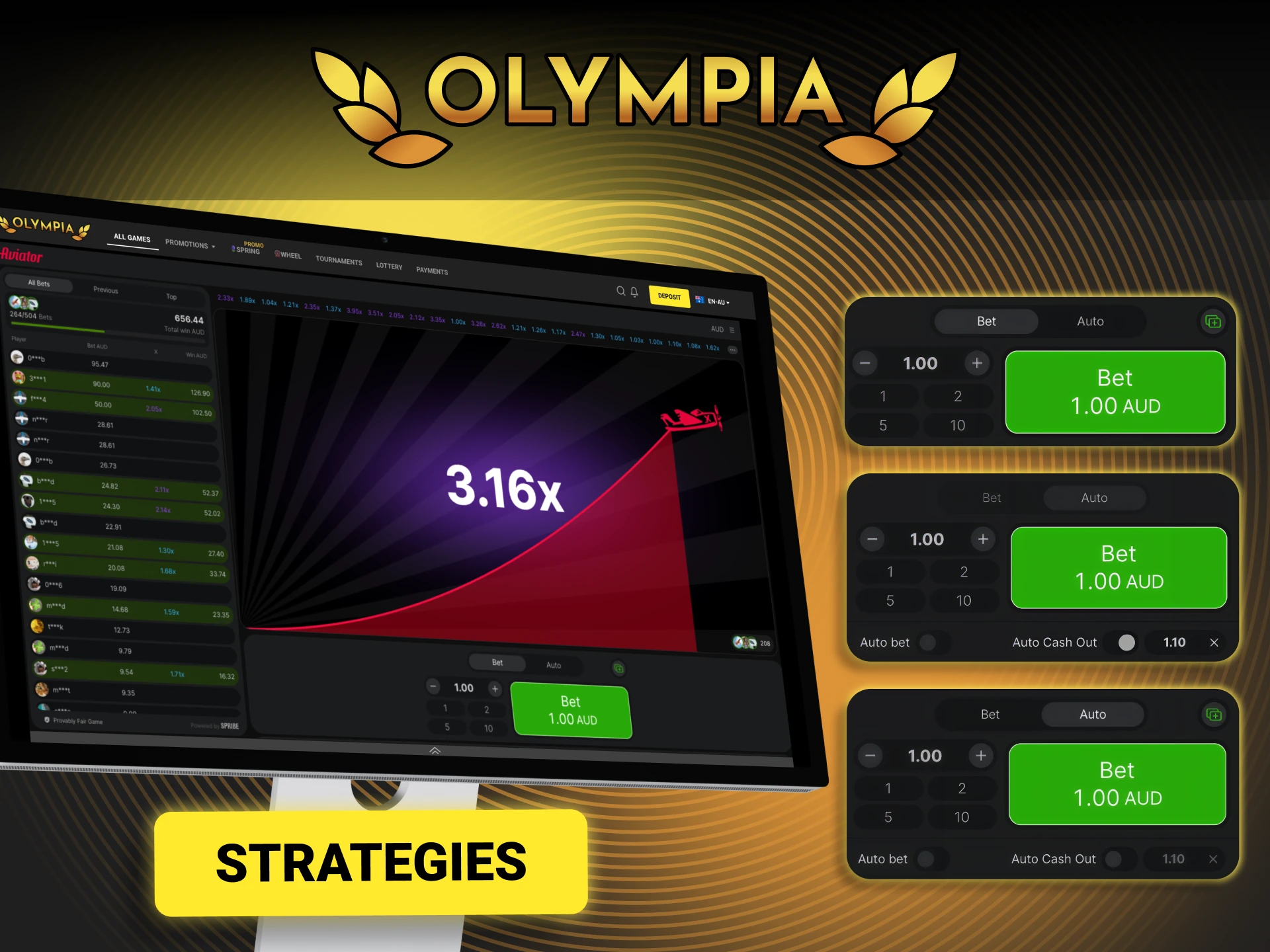 Manage your bets on Olympia and split stakes to balance risk and reward.
