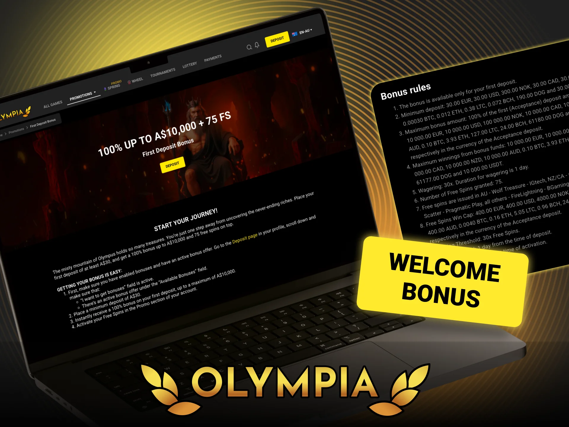 Play with Olympia today and take advantage of exciting casino promotions.