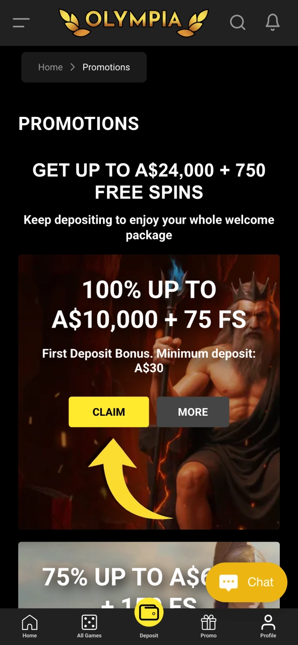 Get your Olympia bonus now and maximise your deposit with extra funds.