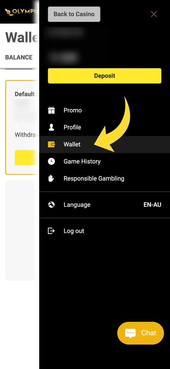 Locate the banking tab in the Olympia mobile app for easy account funding.