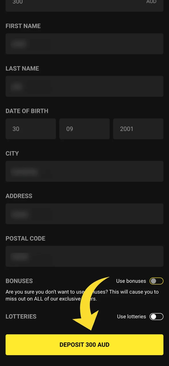 Select your preferred deposit method from the Olympia payment list.