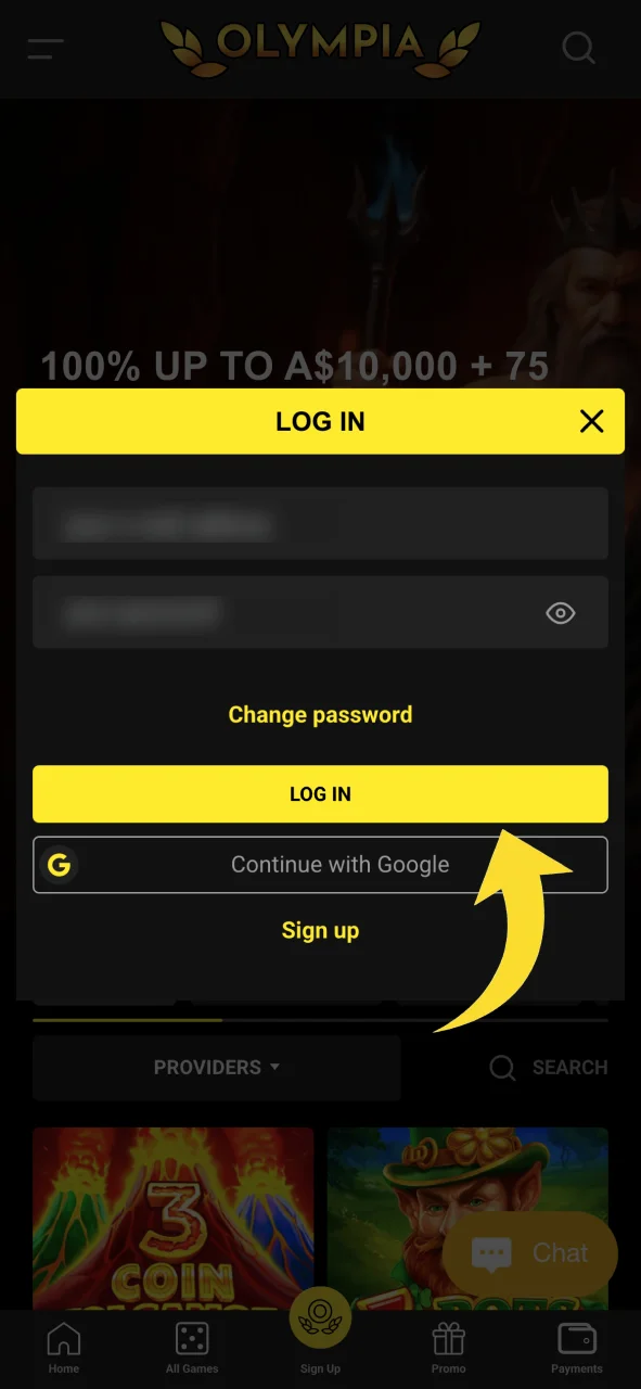 Access your personal profile by logging into the Olympia official site.