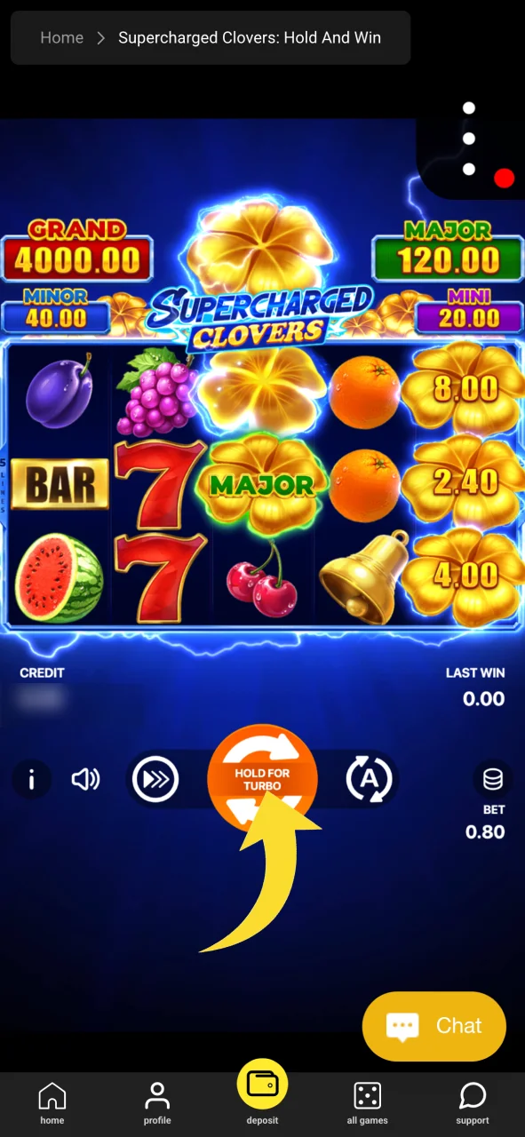 Set your preferred bet amount once the Olympia game has loaded.