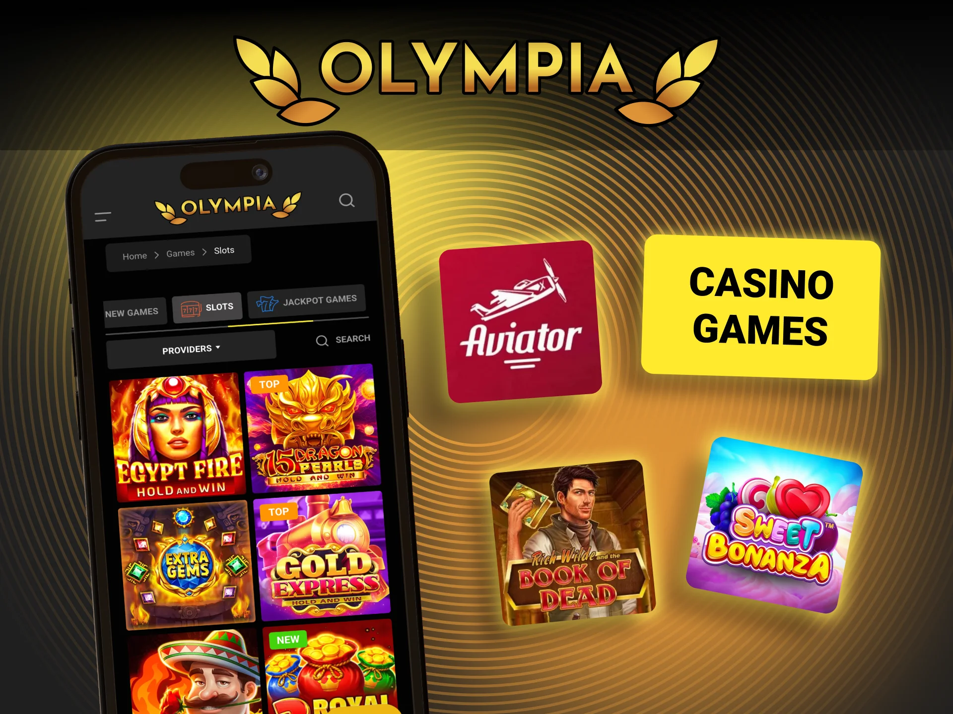Play hundreds of mobile-optimized casino games in the Olympia app.