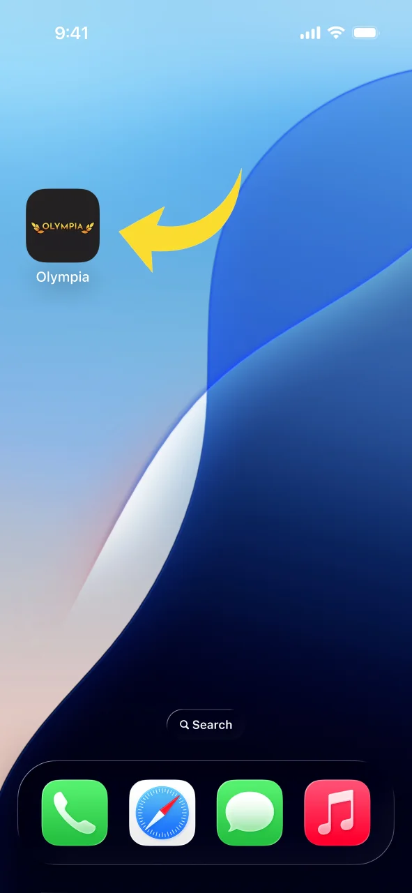 Locate and tap the Olympia icon on your mobile home screen.
