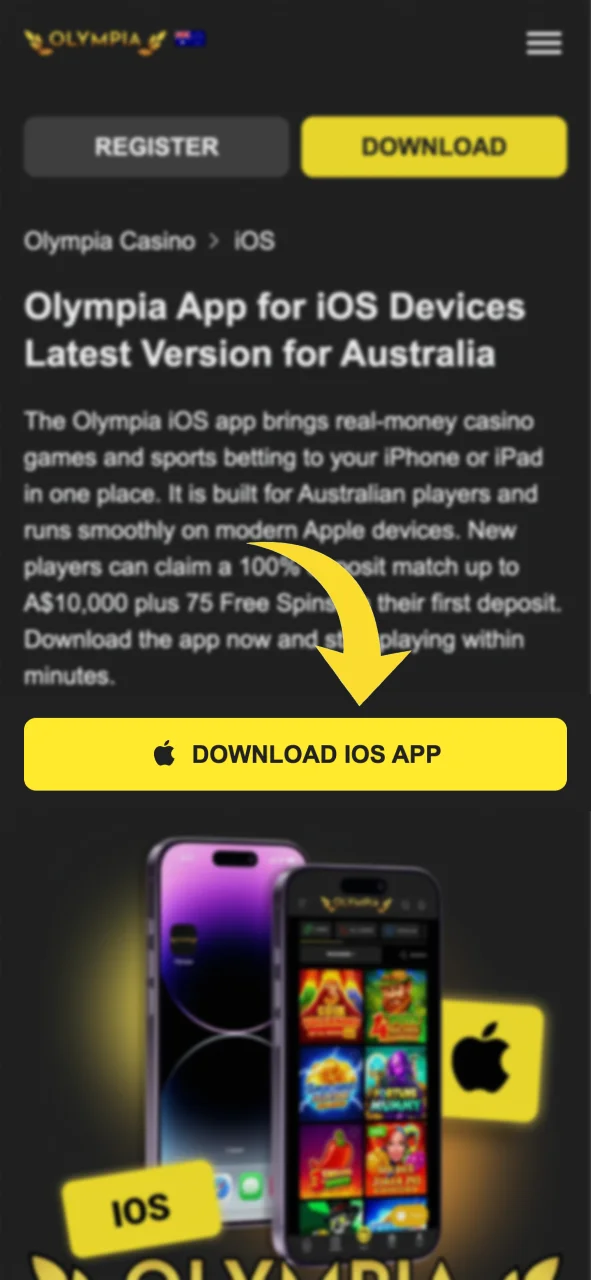 Tap the official Olympia iOS download button on the page.