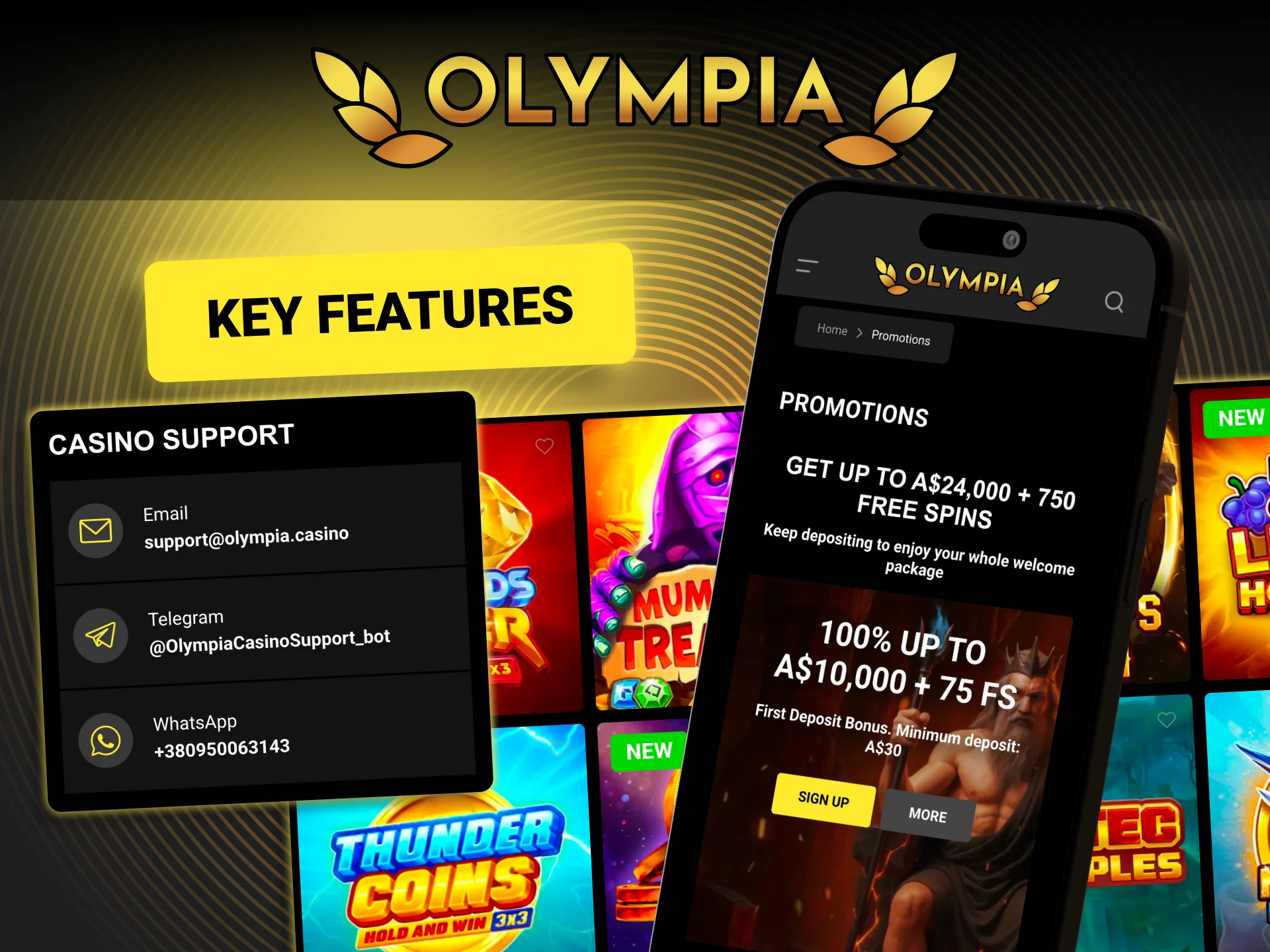Explore key features of the Olympia app designed for Australian players.