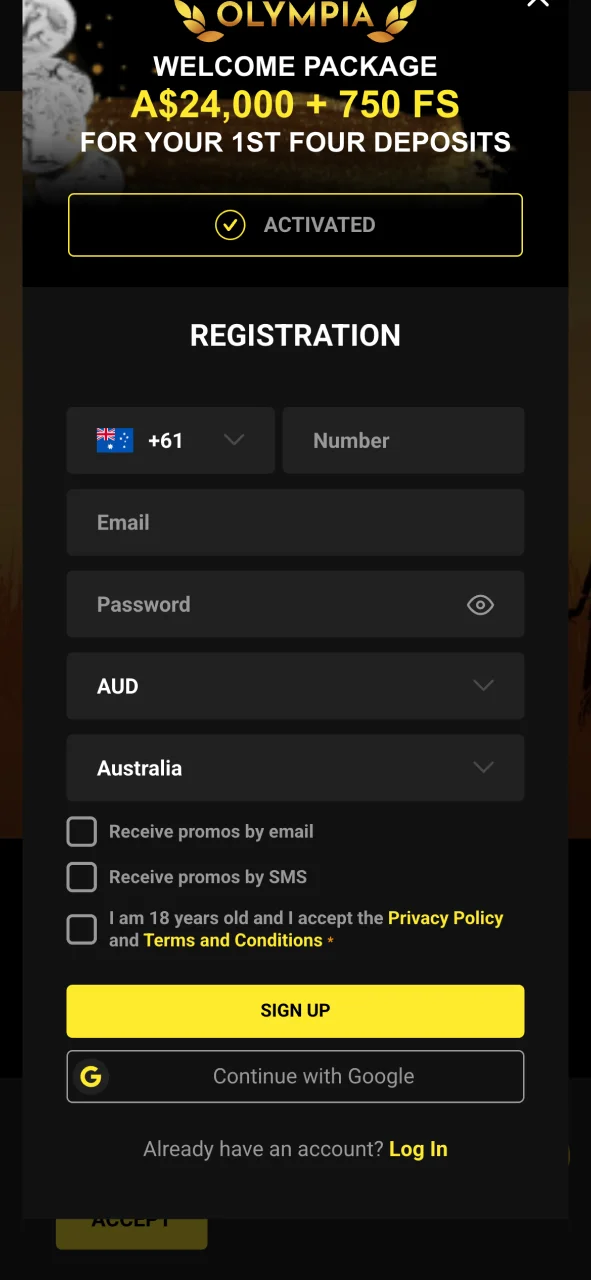 Access the Olympia player profile quickly on your iOS device.