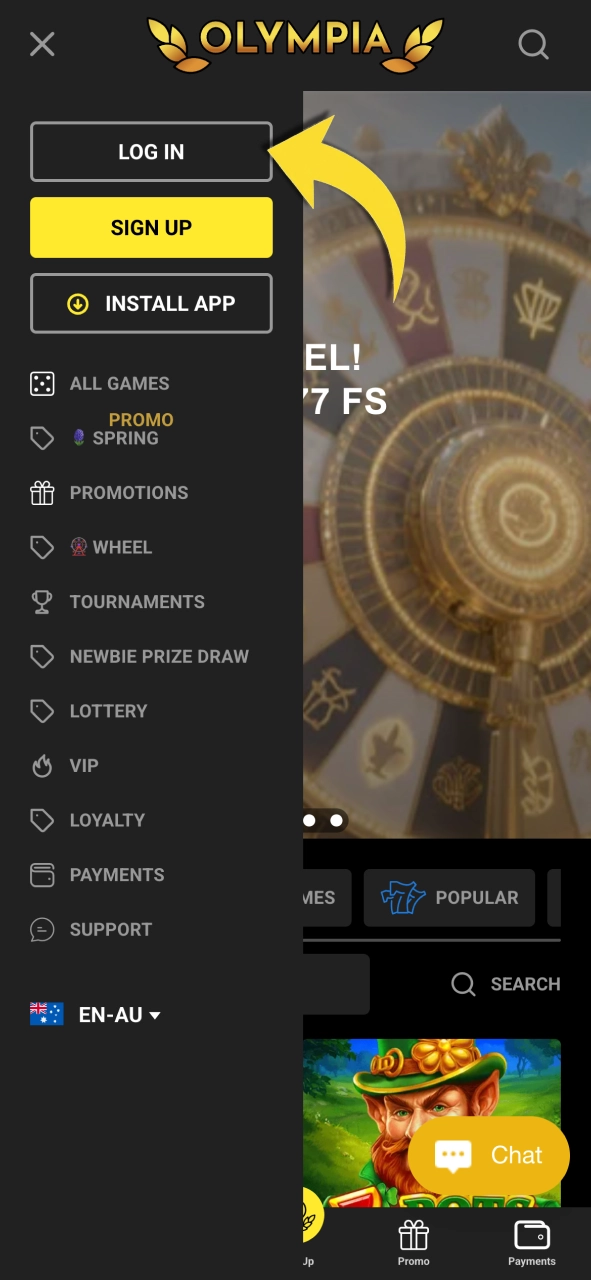 Open Olympia now and tap log in to access your account instantly.