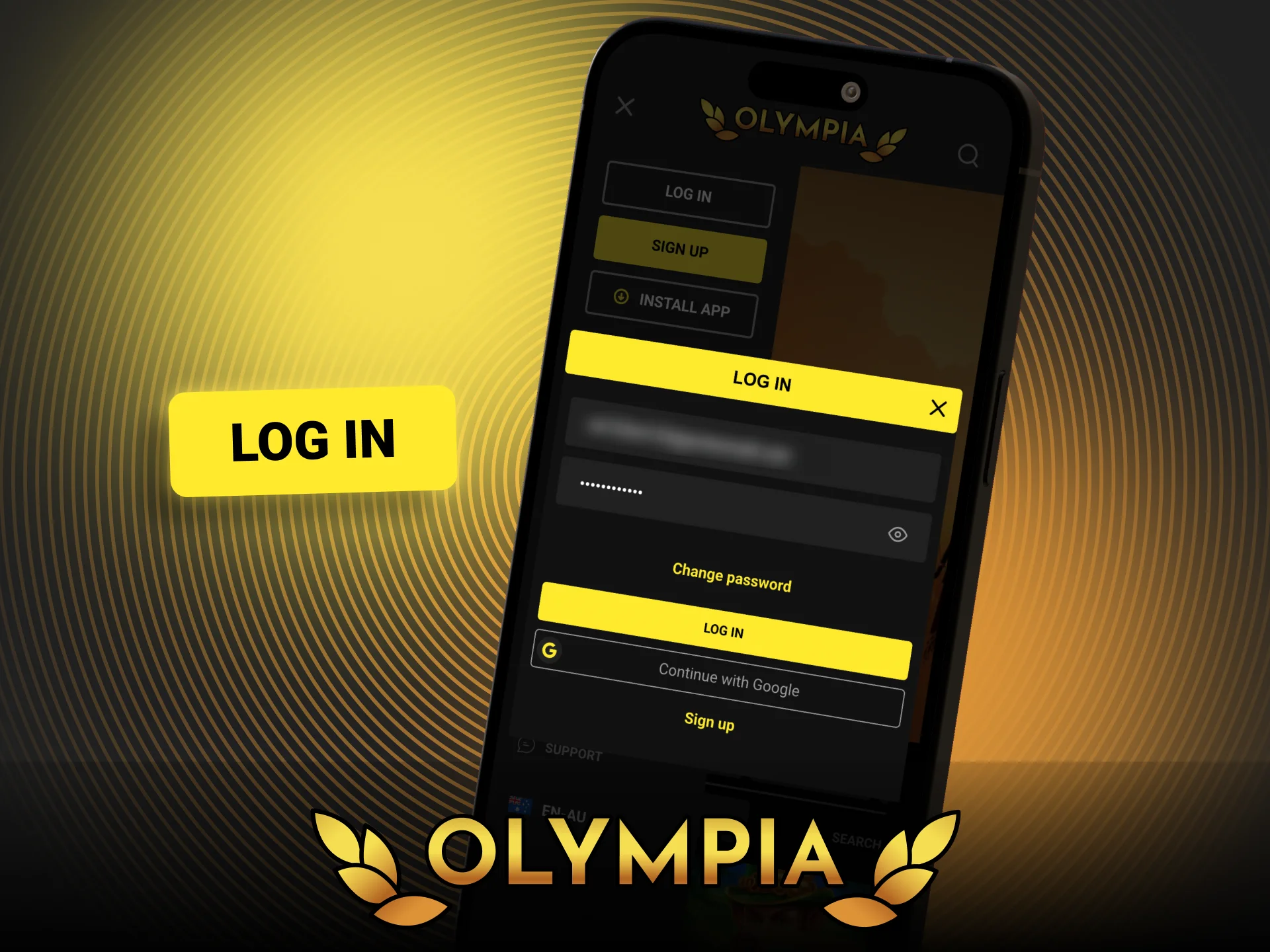 Click the log in button to access your Olympia account.