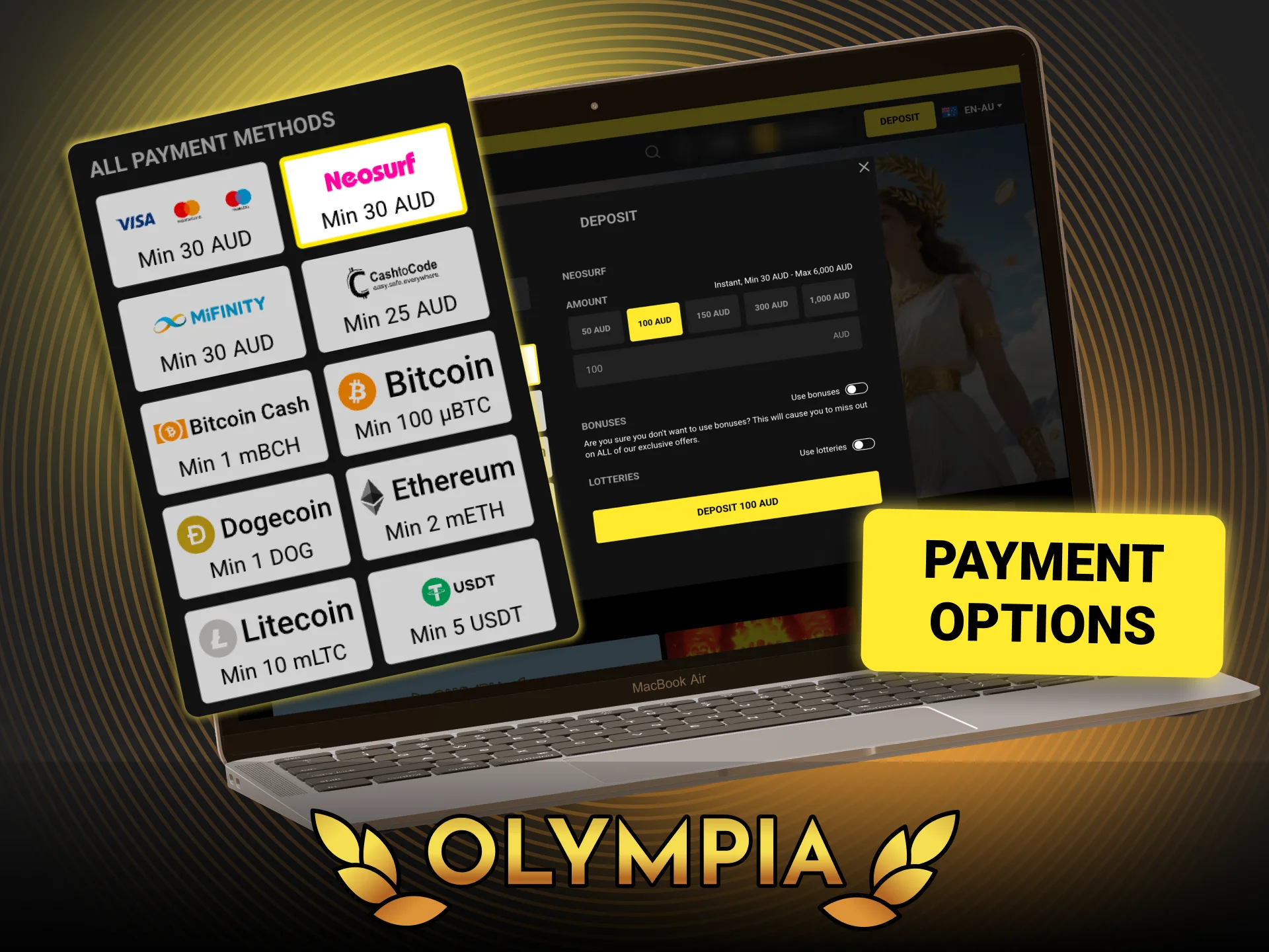 Explore secure Australian payment options at Olympia.