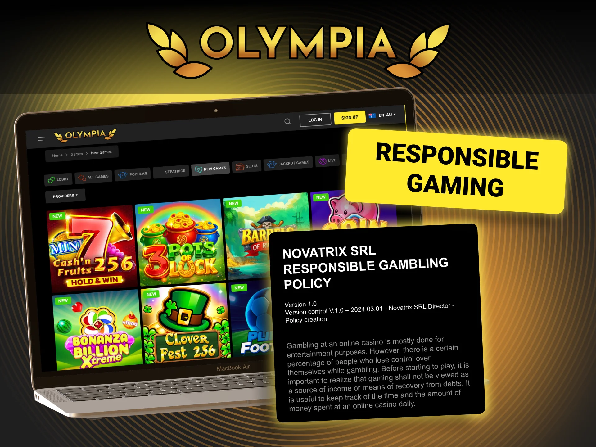 Play safely with responsible gaming tools at Olympia.
