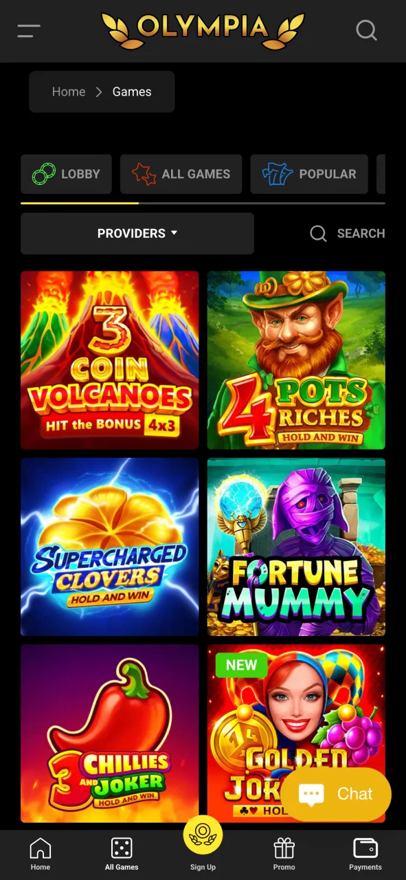 Play the most exciting casino games at Olympia.