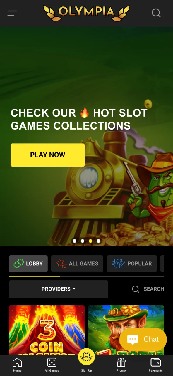 Visit the Olympia official site and start playing.