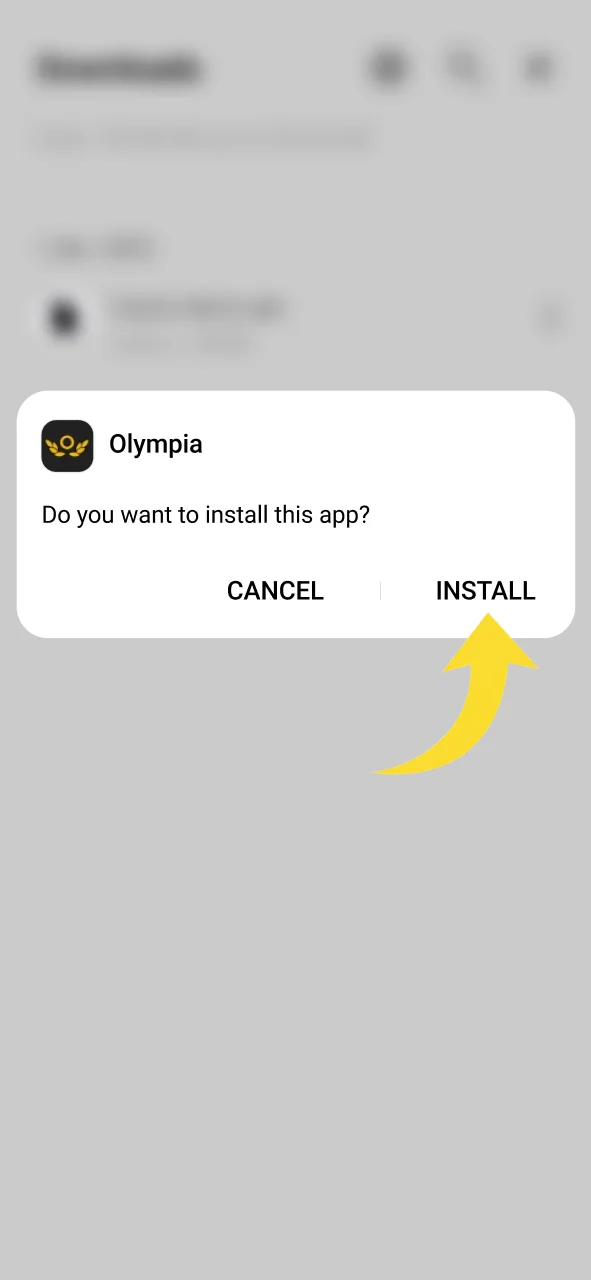 Tap the Olympia installer to finish the setup process.