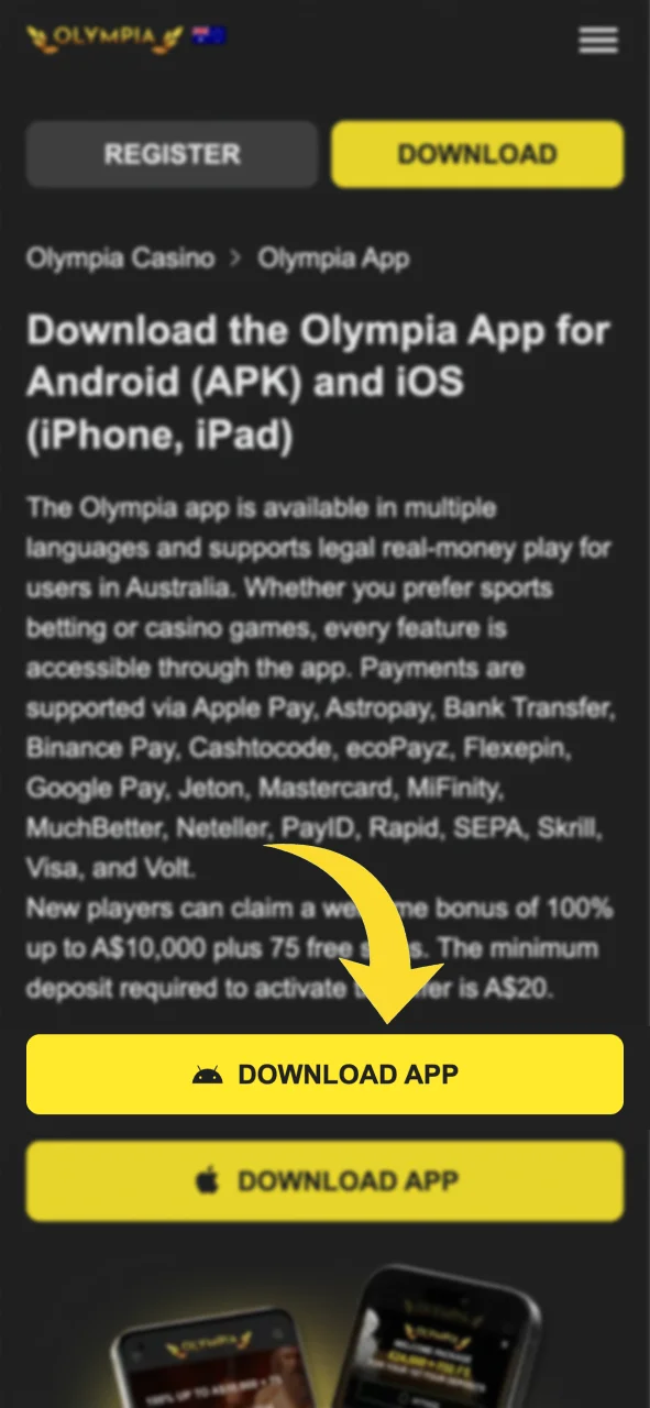 Tap the download button to get the Olympia APK file.