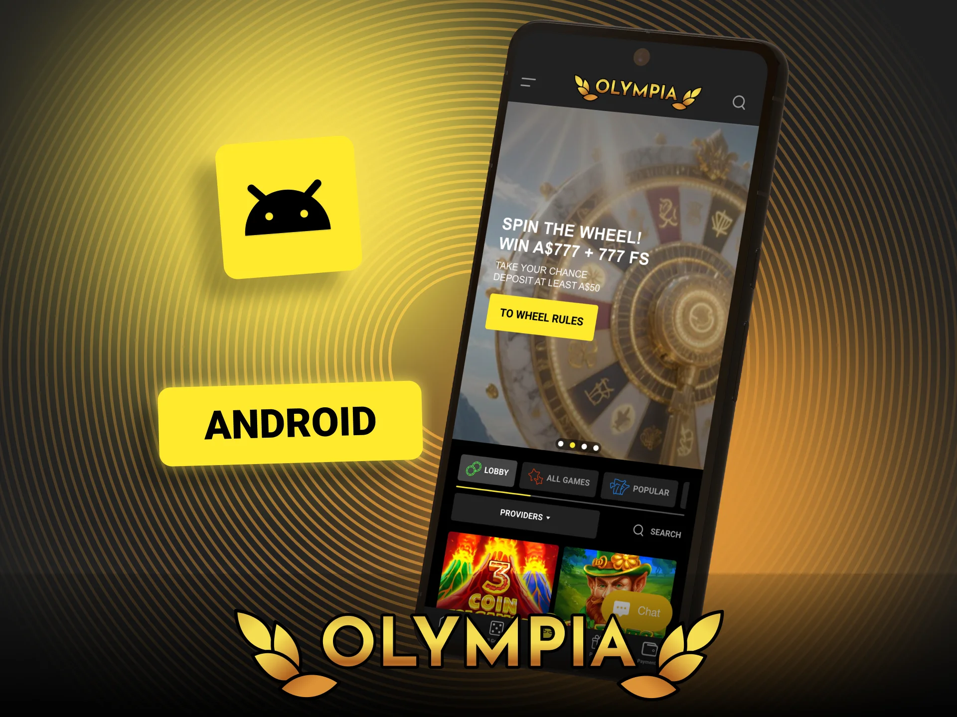Download the free Olympia Android app for mobile betting.