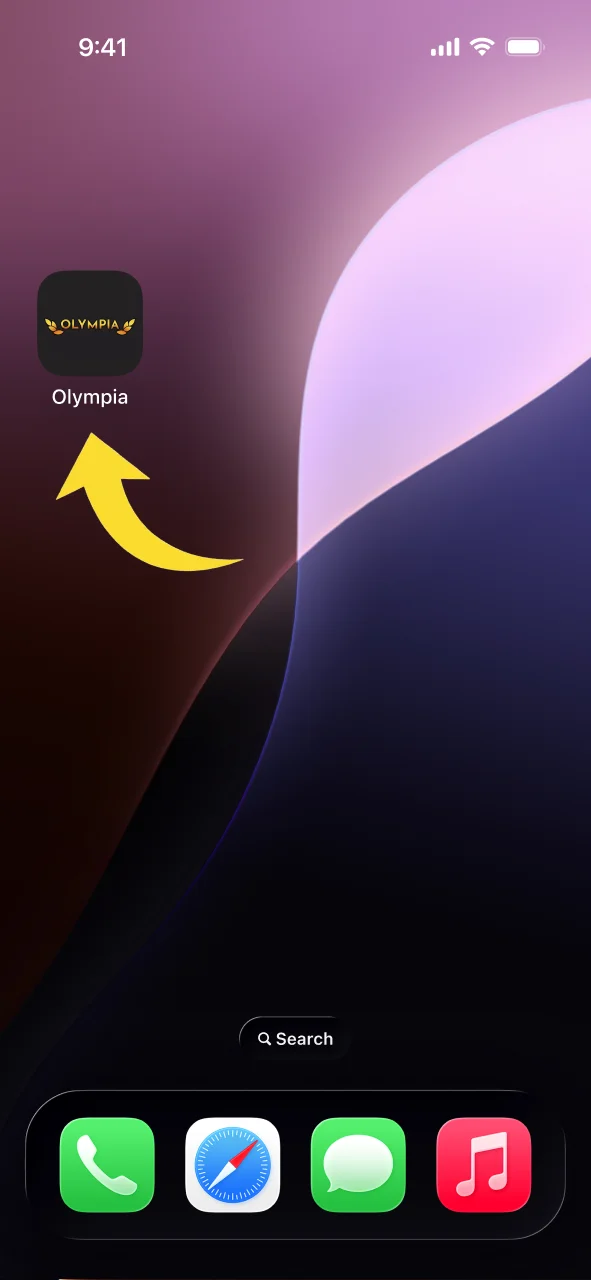 Locate the Olympia app icon on your iPhone home screen.