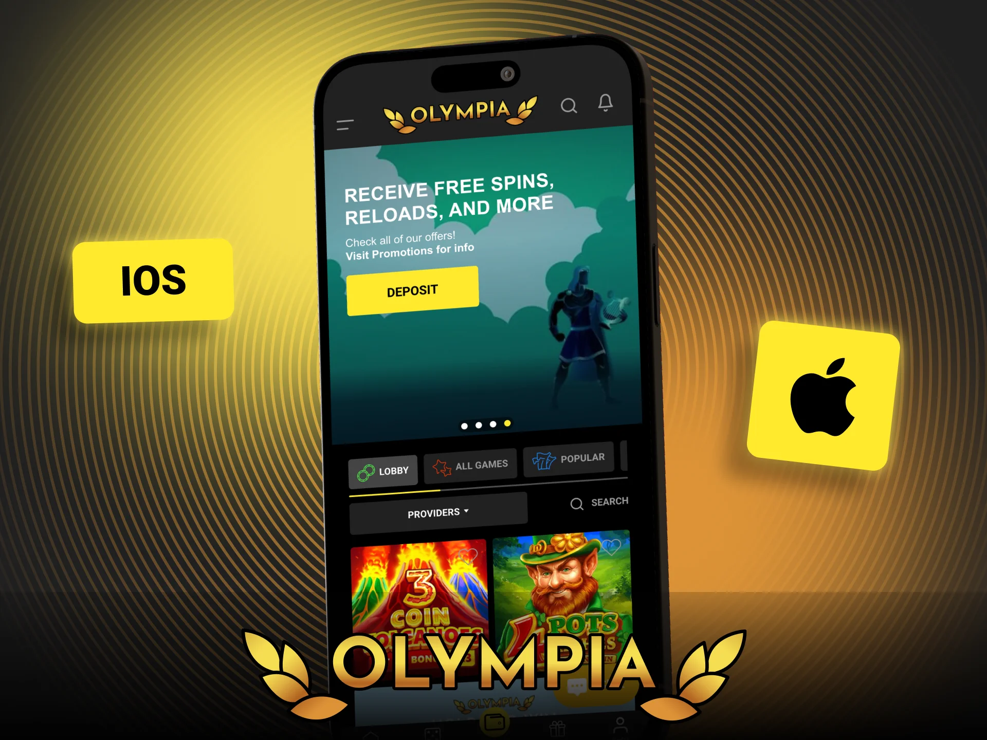 Download the free Olympia app for iPhone and iPad.