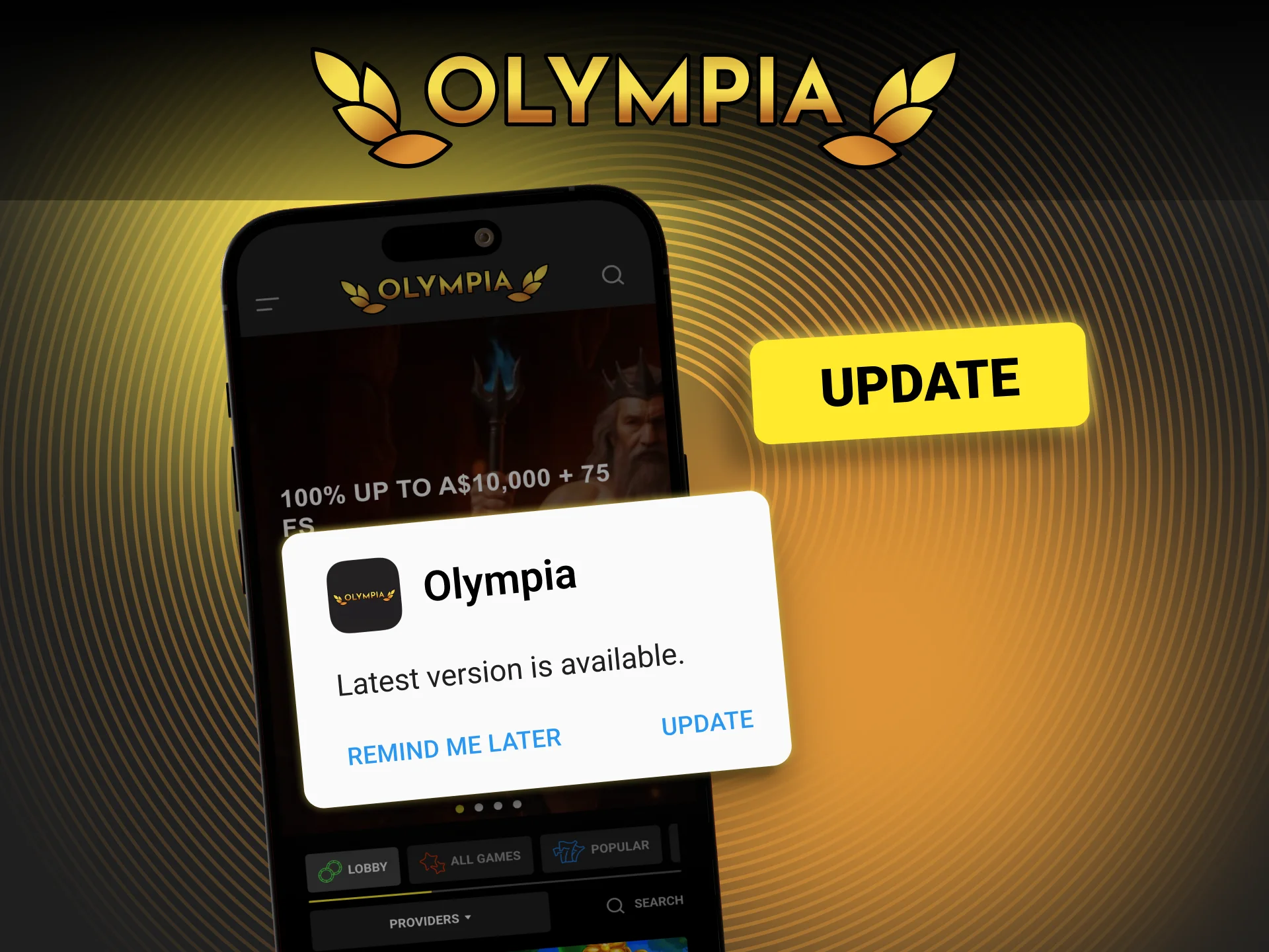 Update your Olympia app to access the latest features.