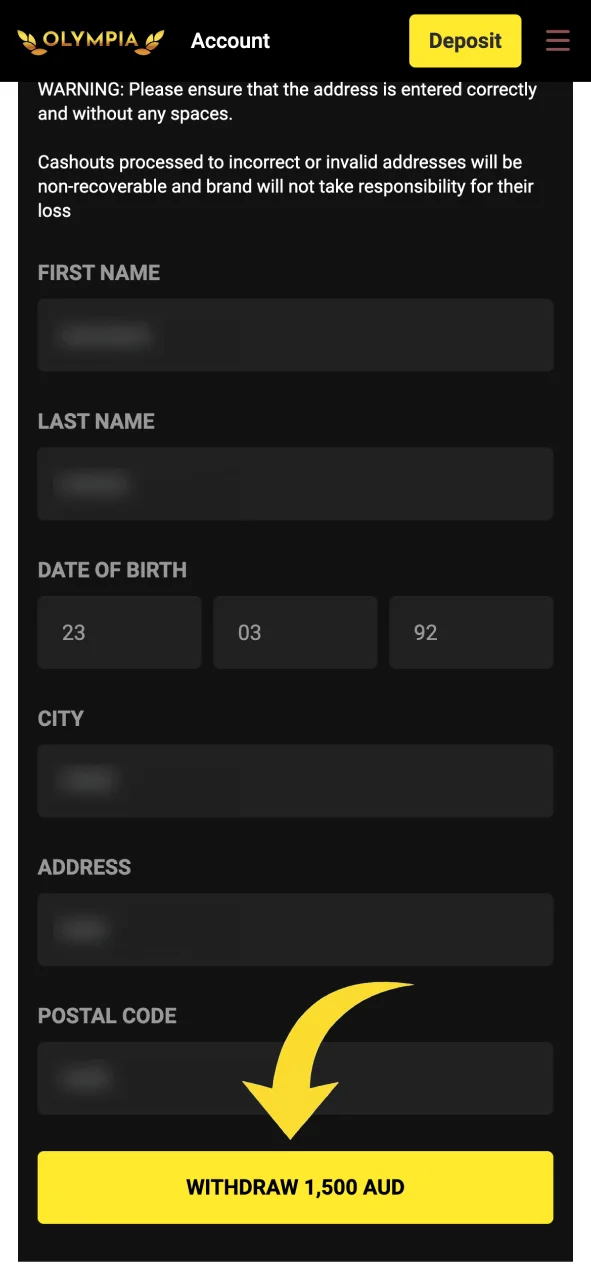 Submit your Olympia withdrawal request for secure processing.