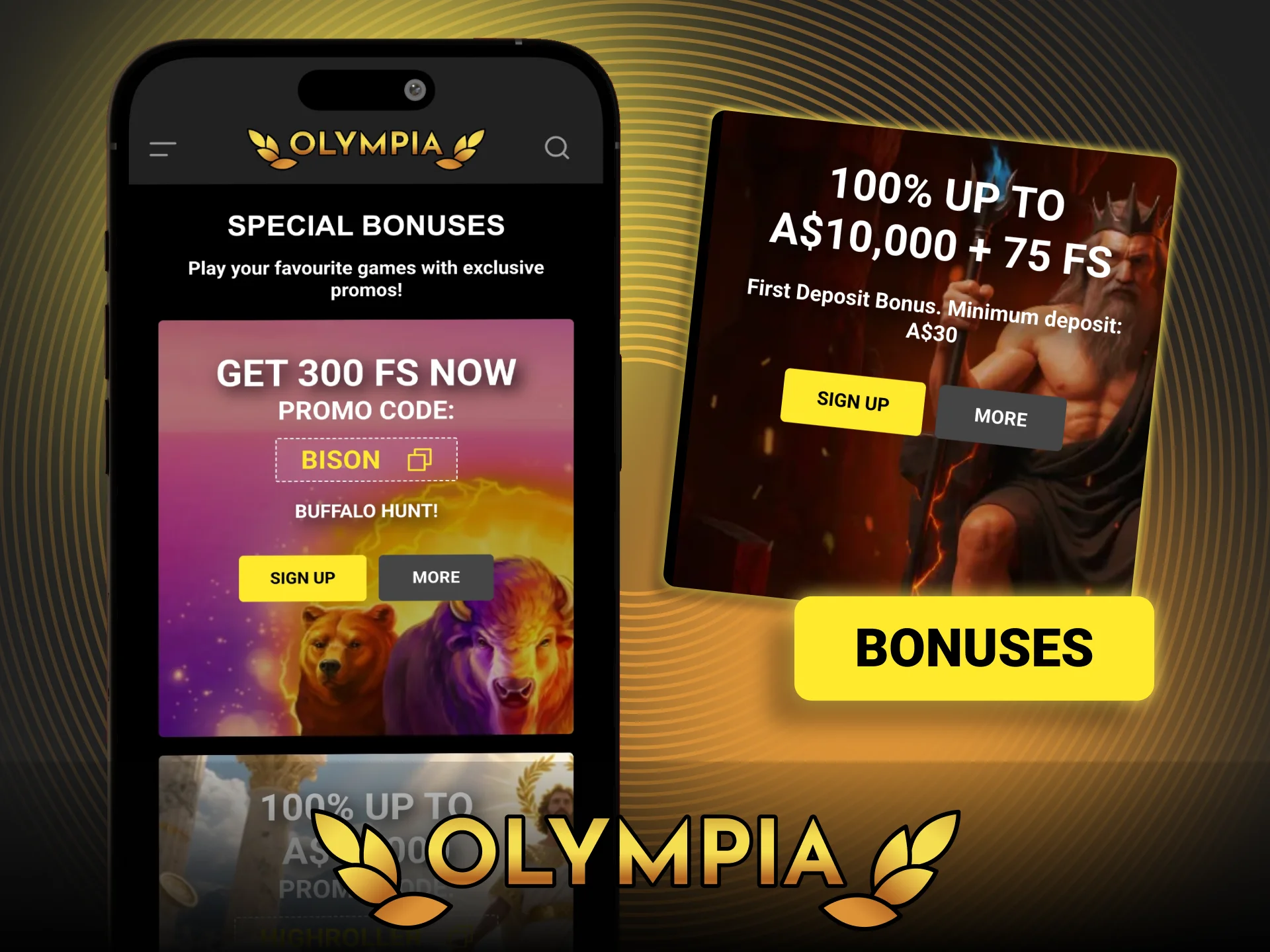Explore the generous Olympia welcome package for new mobile players.