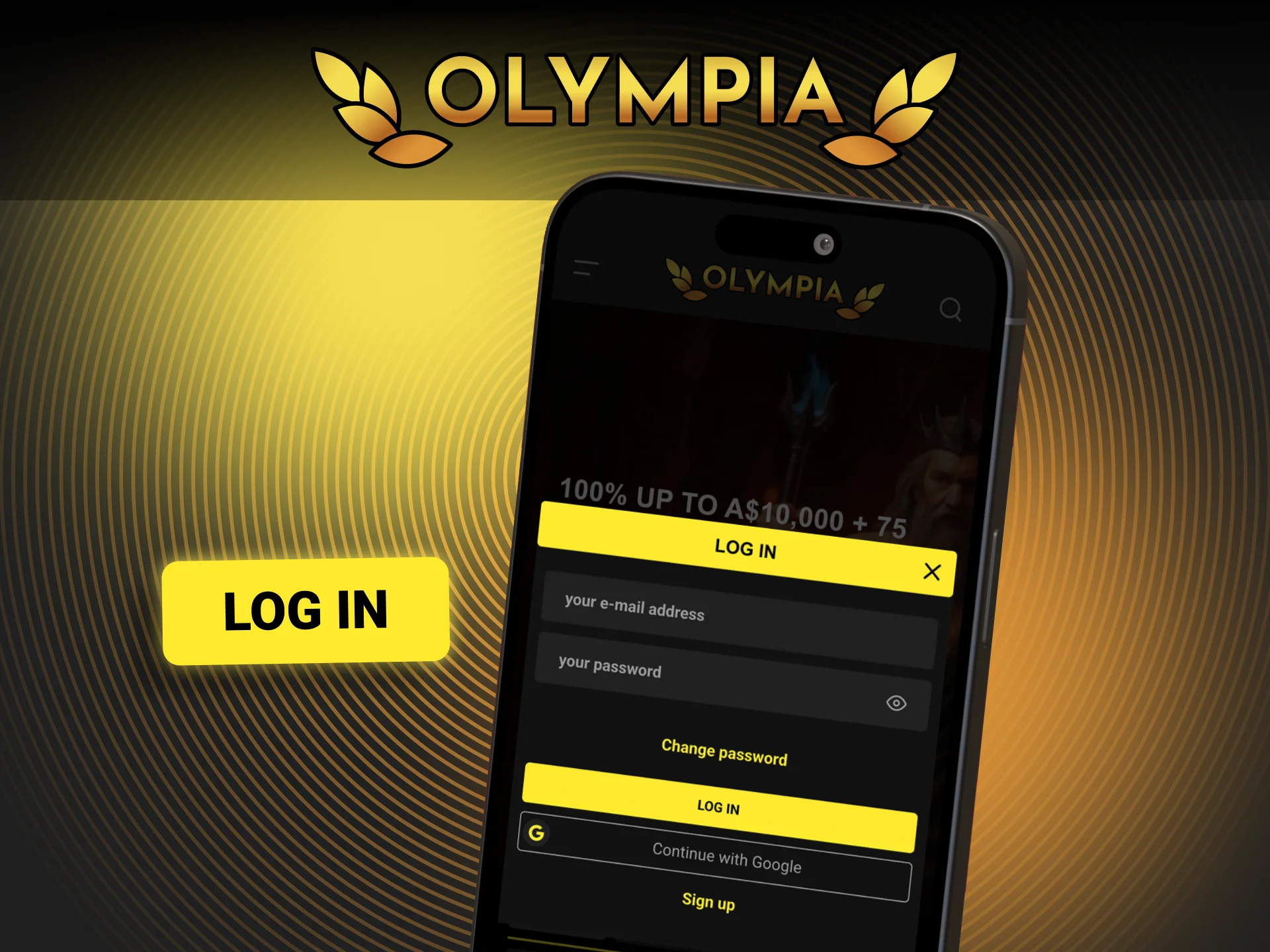 Access the Olympia mobile login screen for instant account entry.
