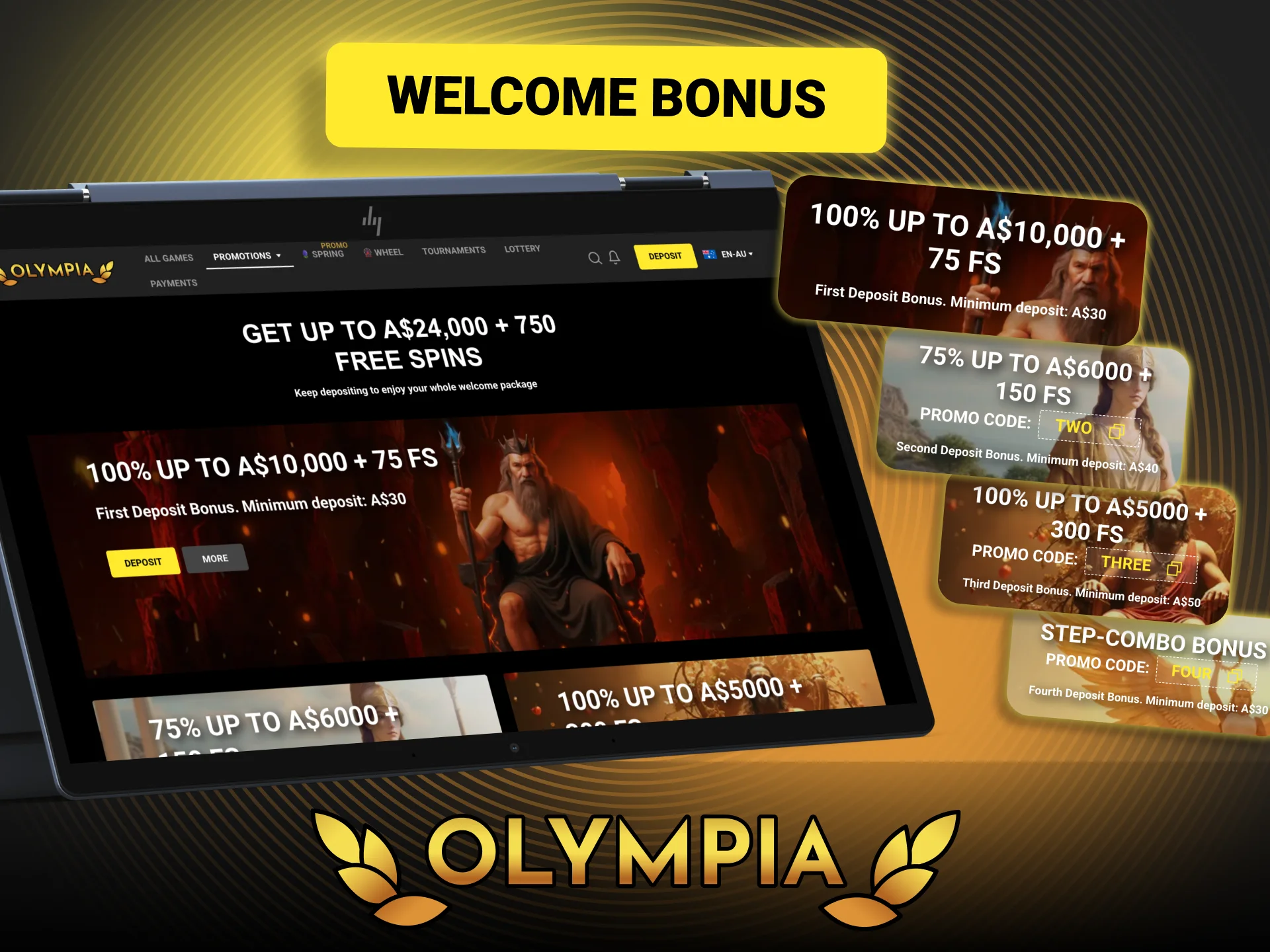 Play with Olympia today and claim your bonus with a smooth process.