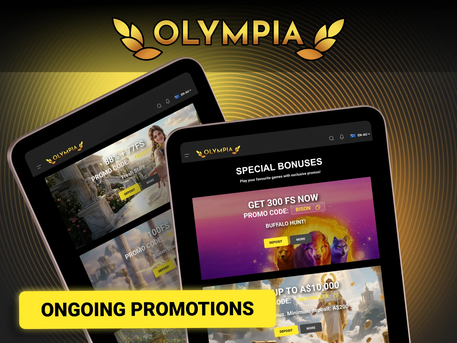 Start with Olympia today and enjoy regular free spins and bonus offers.