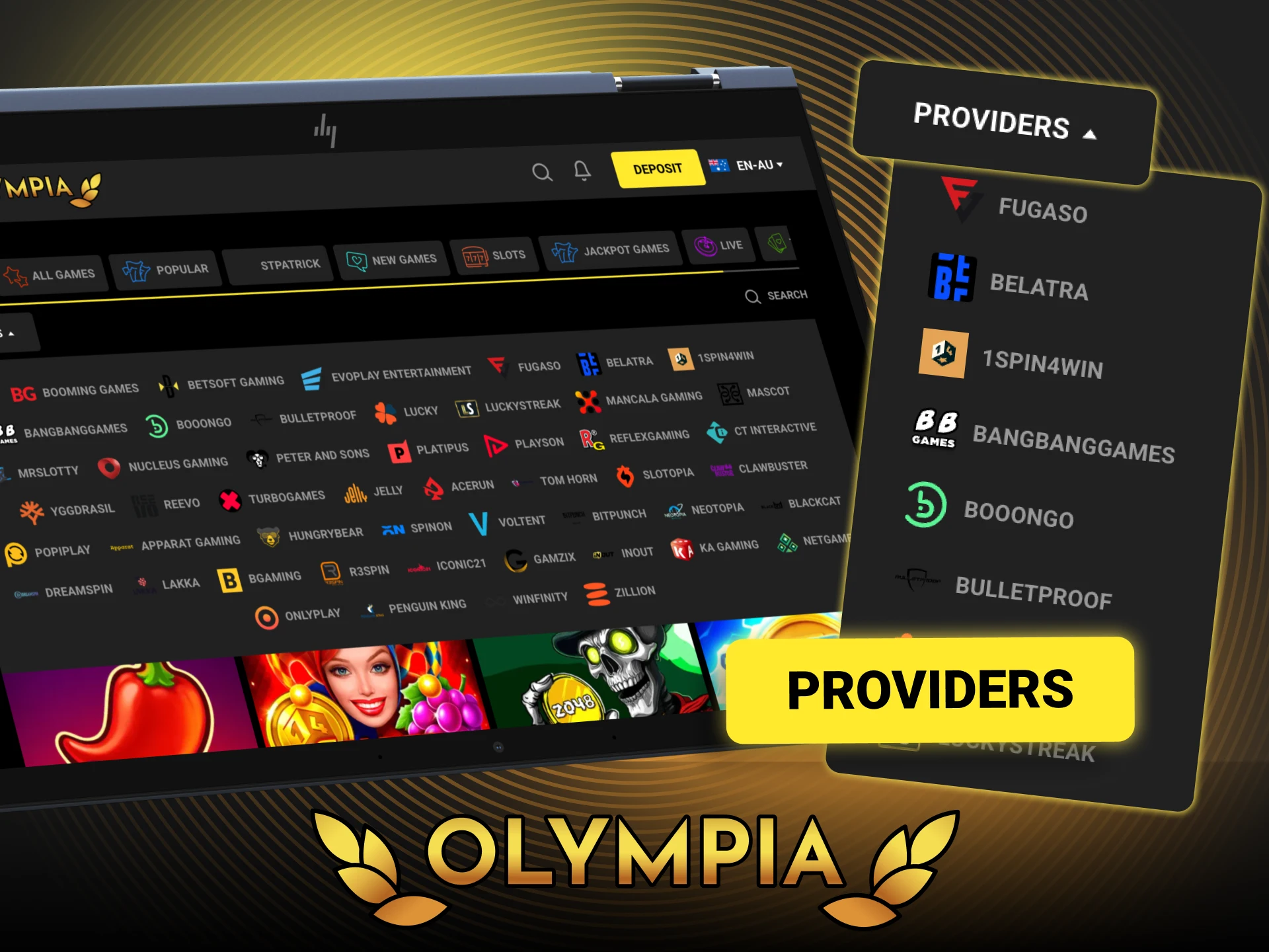 Explore Olympia providers now and enjoy games from top studios worldwide.