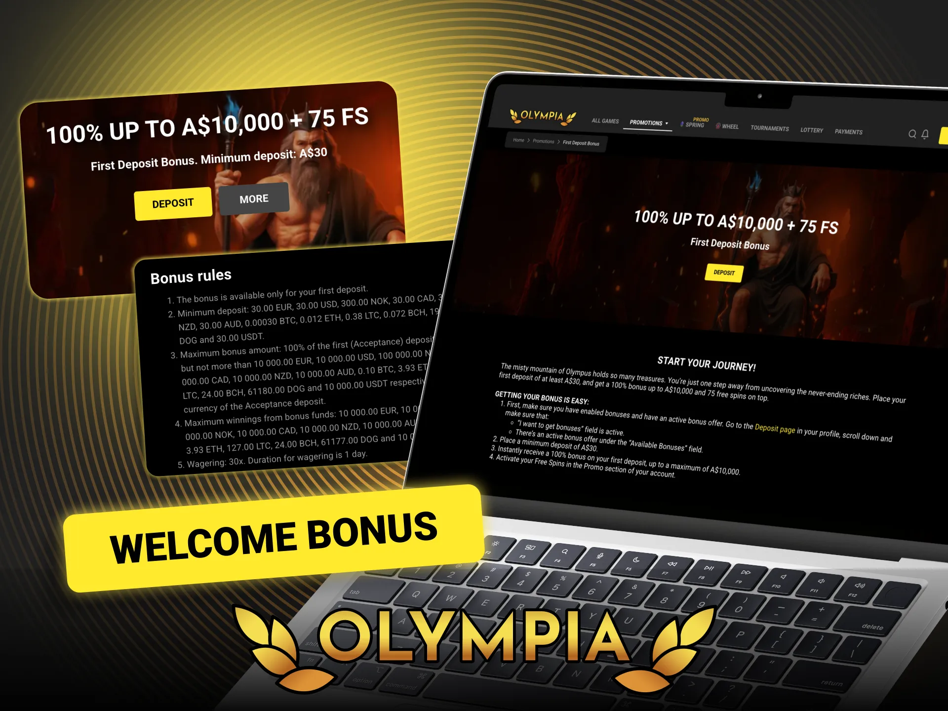 Claim your Olympia welcome bonus now and enjoy extra funds for slot play.
