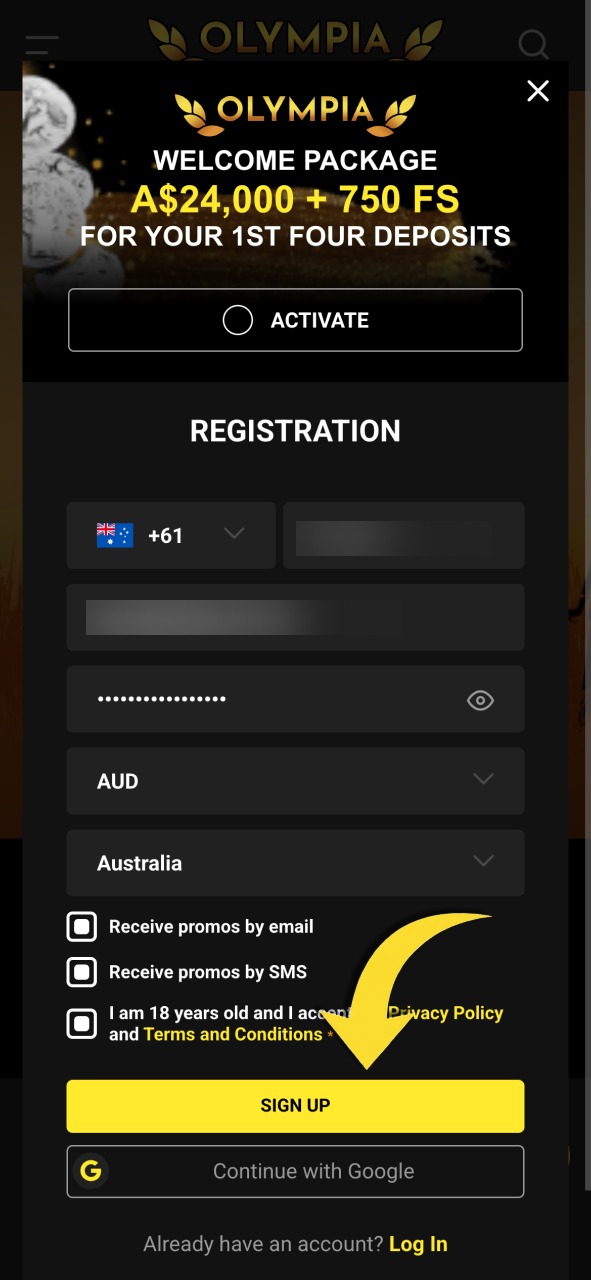 Join Olympia today and register quickly to unlock your welcome bonus.