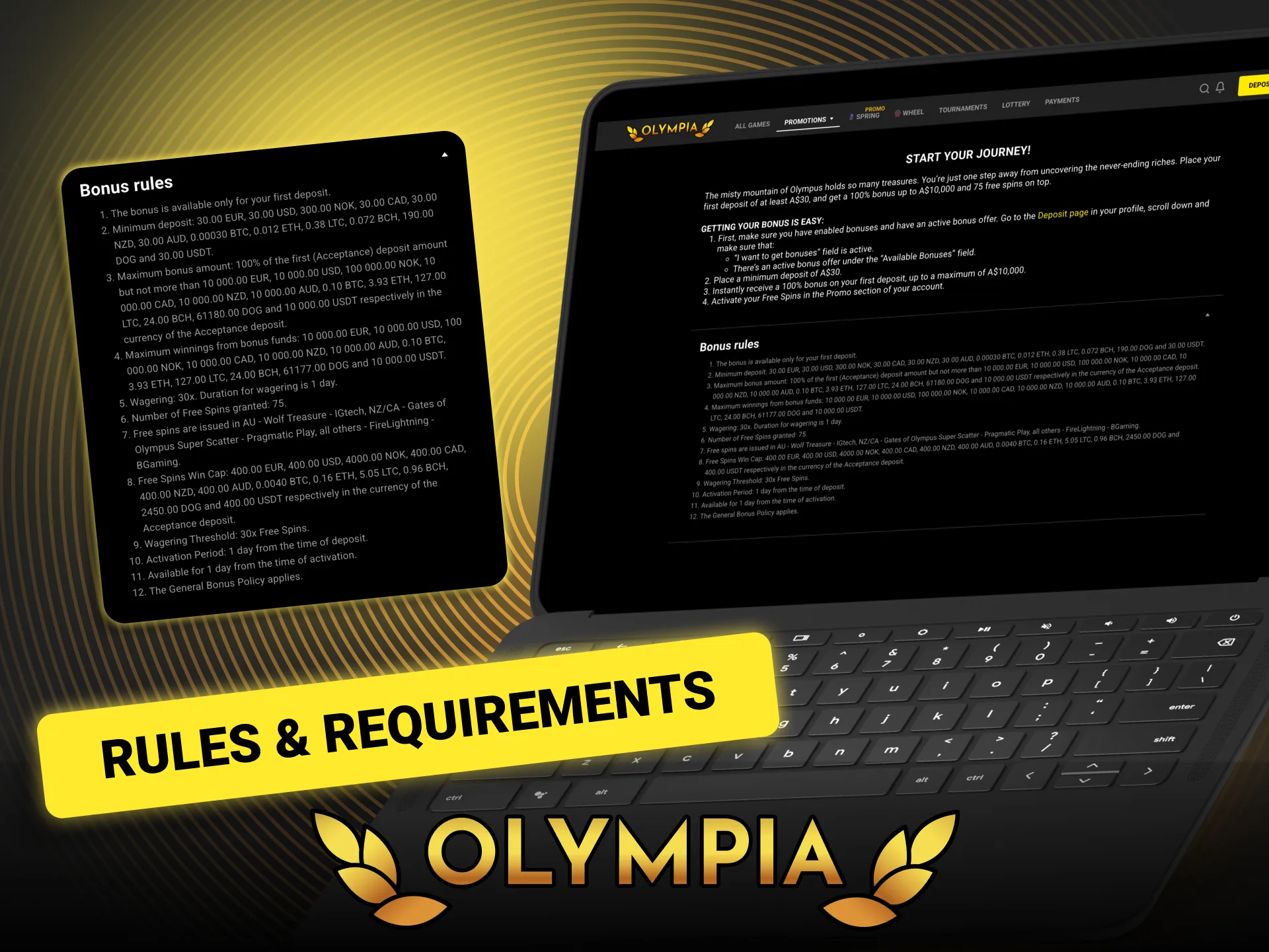 Review Olympia bonus rules now and avoid mistakes before activating your offer.