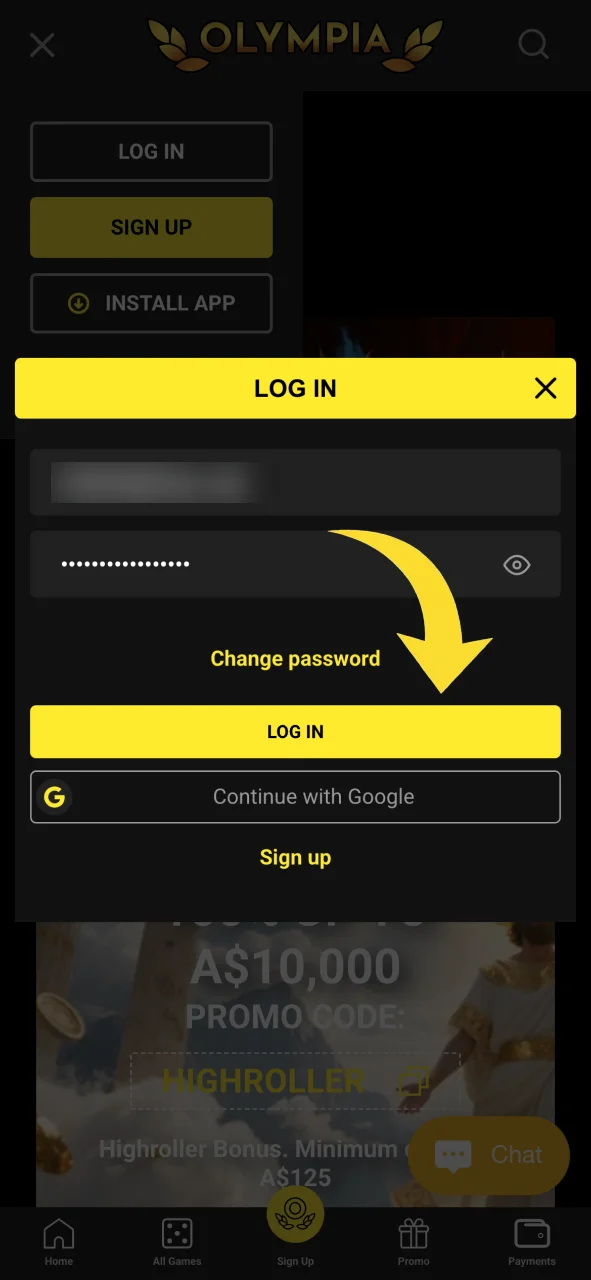 Log in to your Olympia account to check your withdrawable balance.